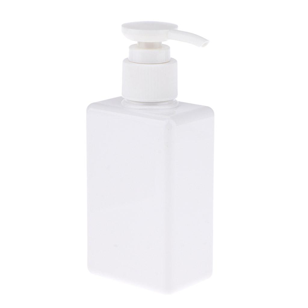 4Pcs Square Plastic Pump Bottle Shampoo Lotion Makeup Container Refillable