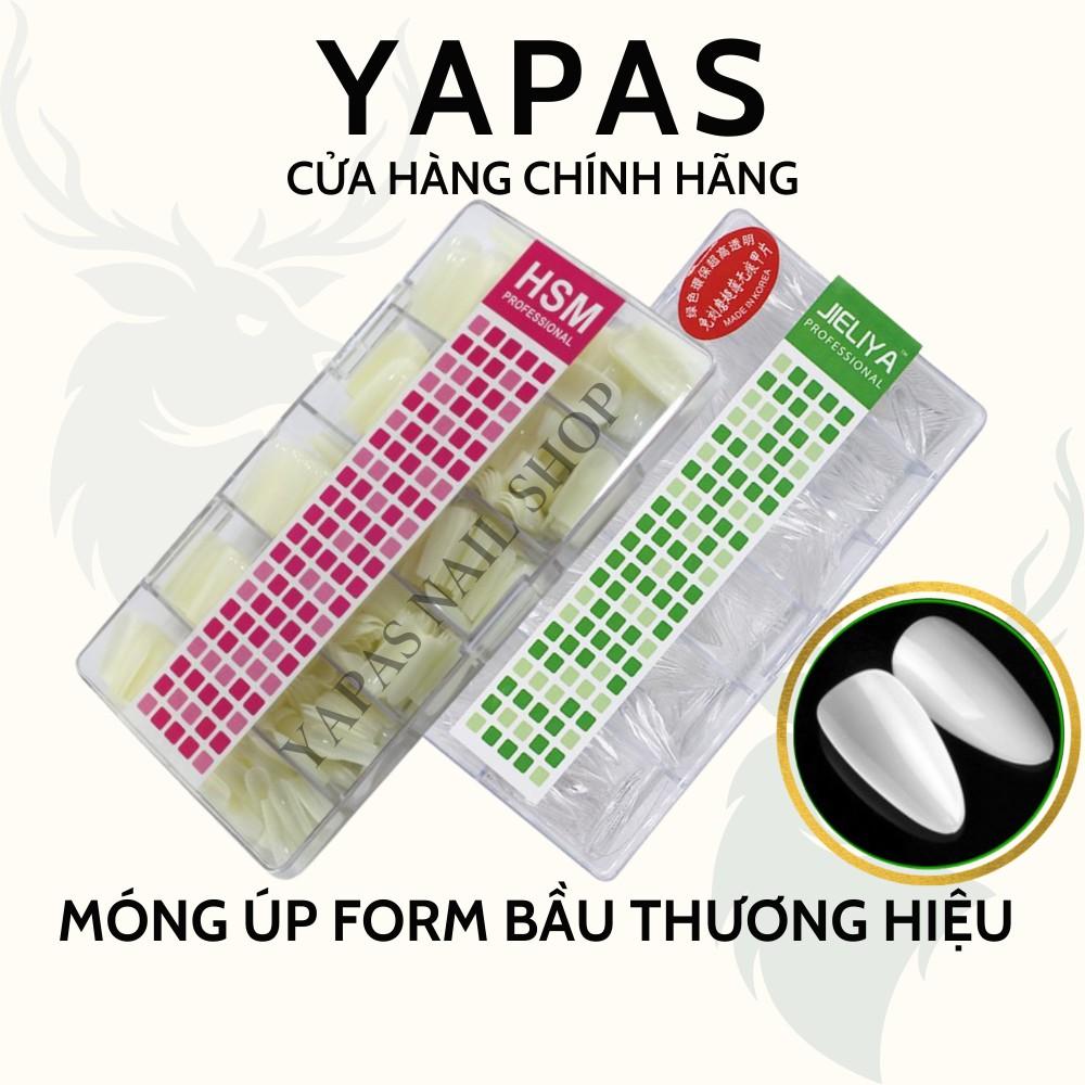 Móng úp form bầu tròn nhọn HSM Jieliya hộp 500 móng giả đủ 10 size chất liệu nhựa siêu dẻo chuẩn Hàn