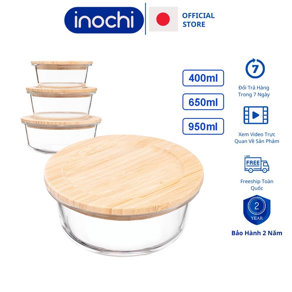 Hộp đựng thực phẩm thủy tinh nắp tre Nikko Inochi thân thiện môi trường