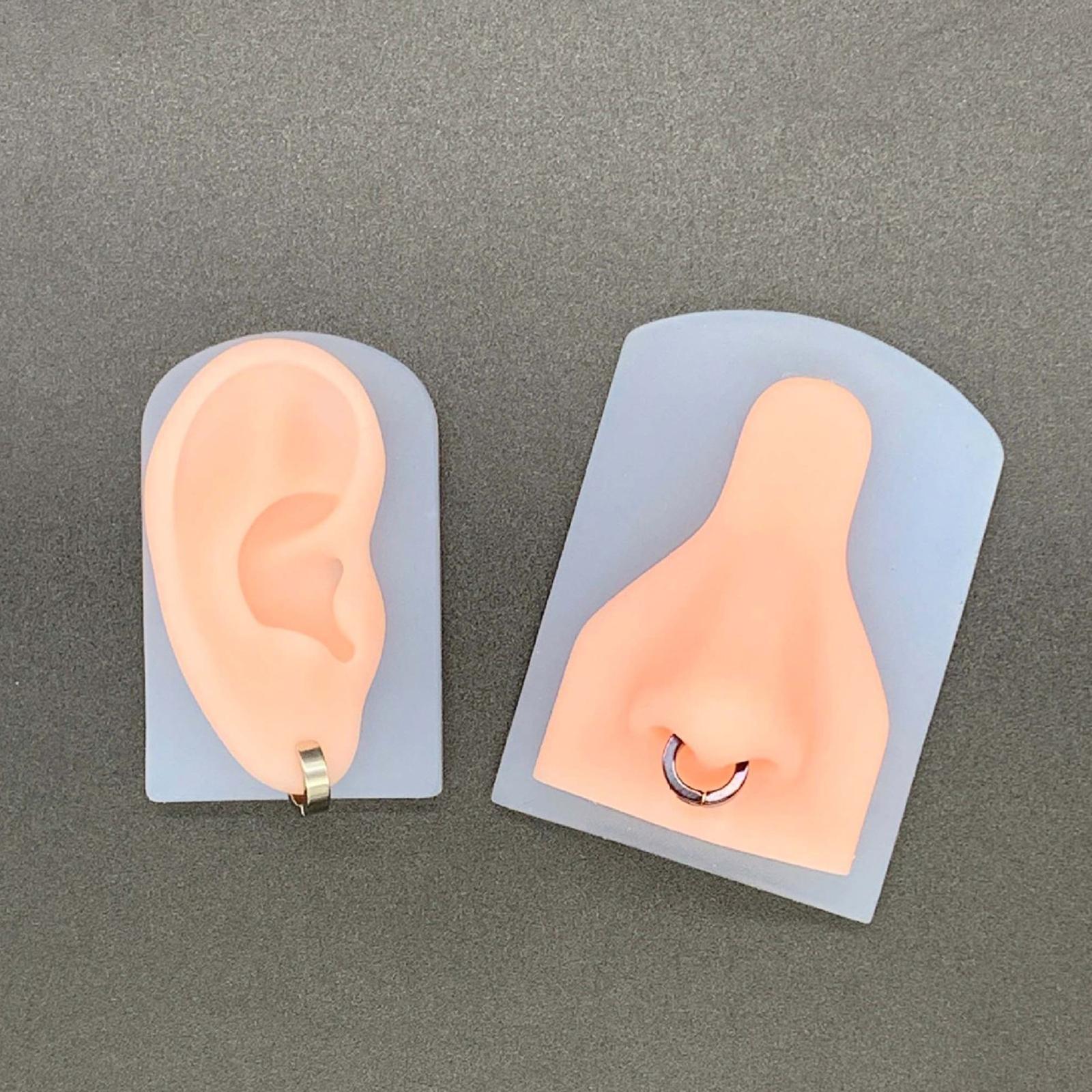 2Pcs Human Body Part Model Flexible Mold for Piercing Exercises Ears