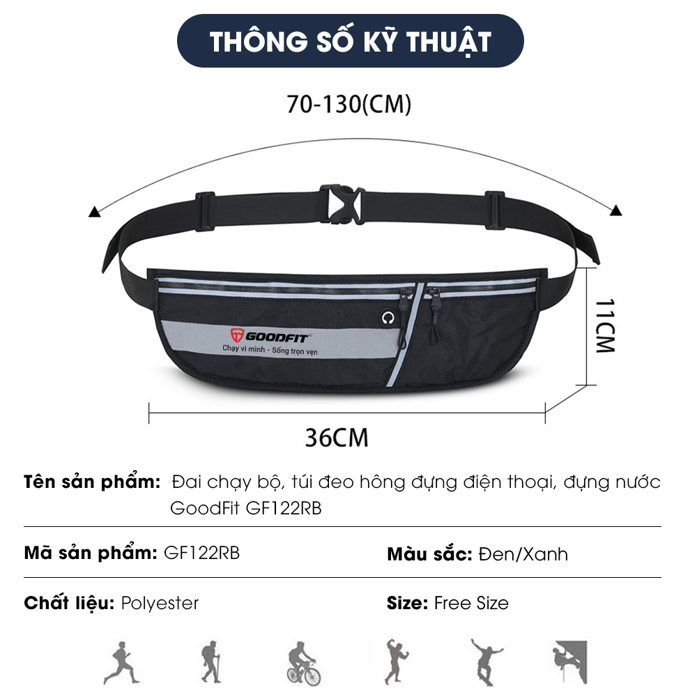 Đai chạy bộ, túi đeo hông đựng điện thoại, đựng nước GoodFit GF122RB