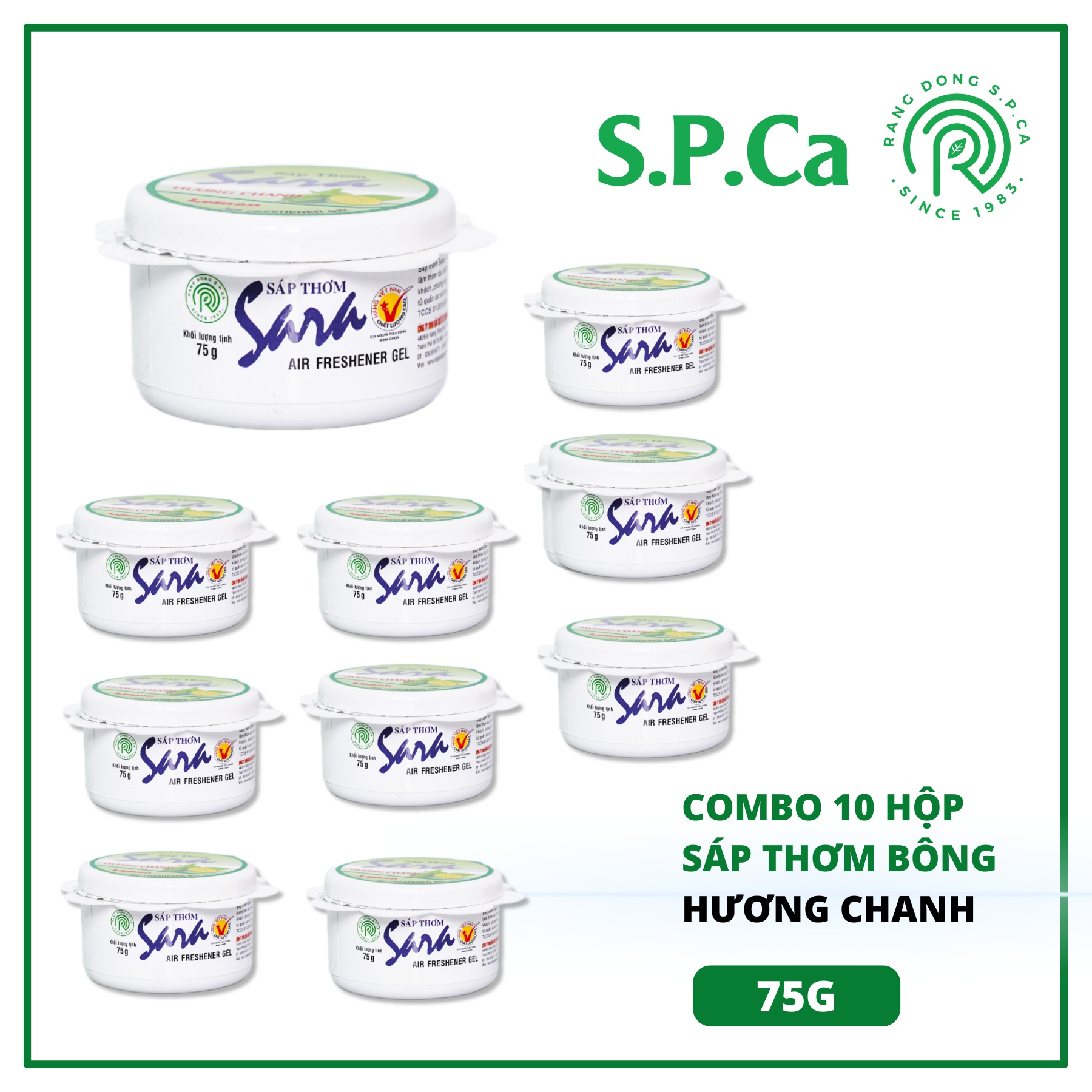 Combo 10 sáp thơm bông Sara 75g hương chanh tỏa hương nhanh đánh bay mùi lưu hương từ 10 đến 12 ngày