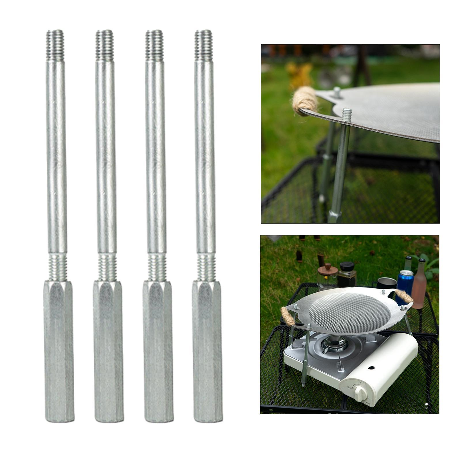 4x Grill Pan Holder Retractable Tool Stand for Barbecue Picnic Camping Indoor Hiking