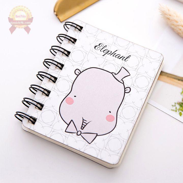 Sổ vẽ ghi chép mini a6 lò xo gáy xoắn 80 trang hình thú cưng cute dễ thương vintage planner