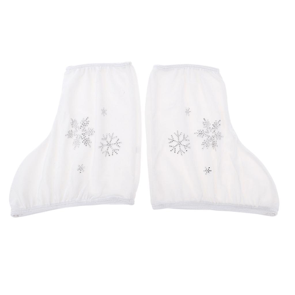 2x2pcs Ice Skate Boot Covers Protector for Figure Skating Velvet White-M