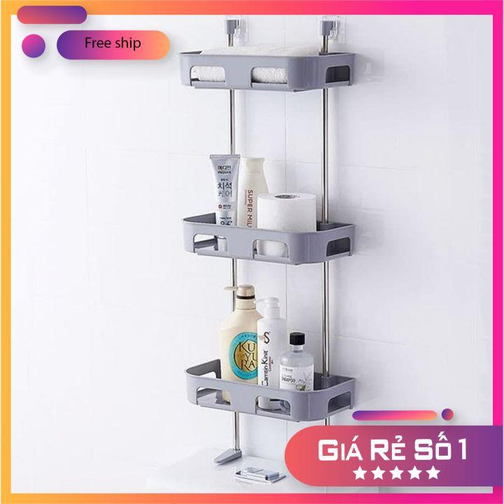 Kệ 3 tầng khung inox gắn trên nắp bồn cầu, trong phòng tắm, trong bếp đa năng