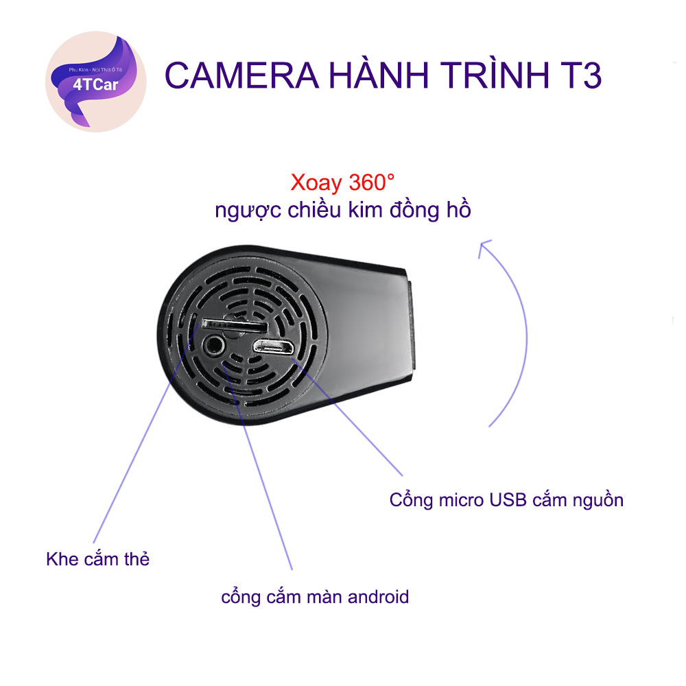 Camera hành trình androdoid tích hợp wifi độc lập xem qua app điện thoại dành cho xe ô tô T3