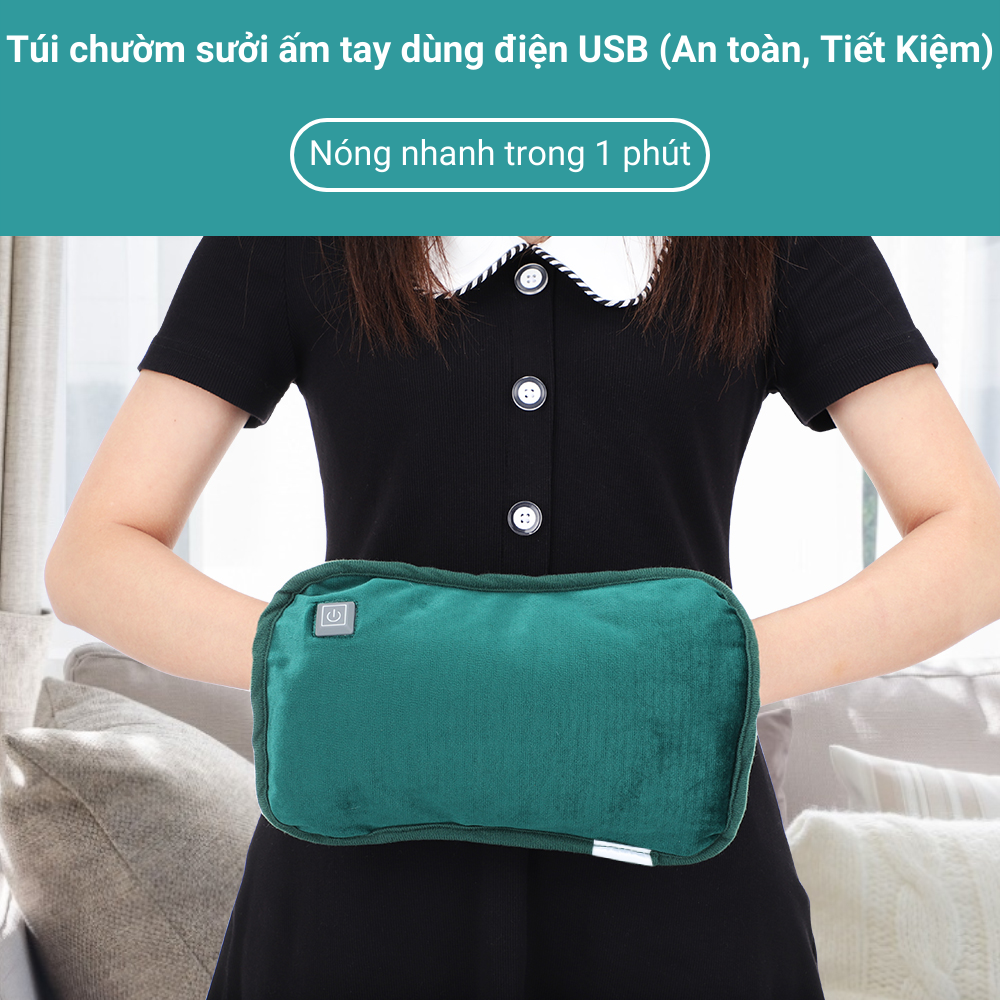 Túi Chườm Nóng &quot;Du Lịch&quot; Gấp Gọn, An Toàn Điện, Không Cần Nước Size 18x28.5cm