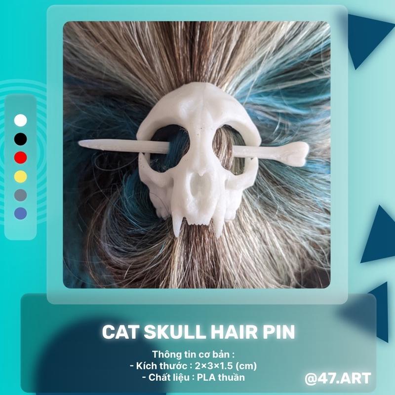 Trâm Cài/Gài tóc xương mèo nhiều màu, trang trí, LÀM ĐẸP - Cat Skull Hair pin