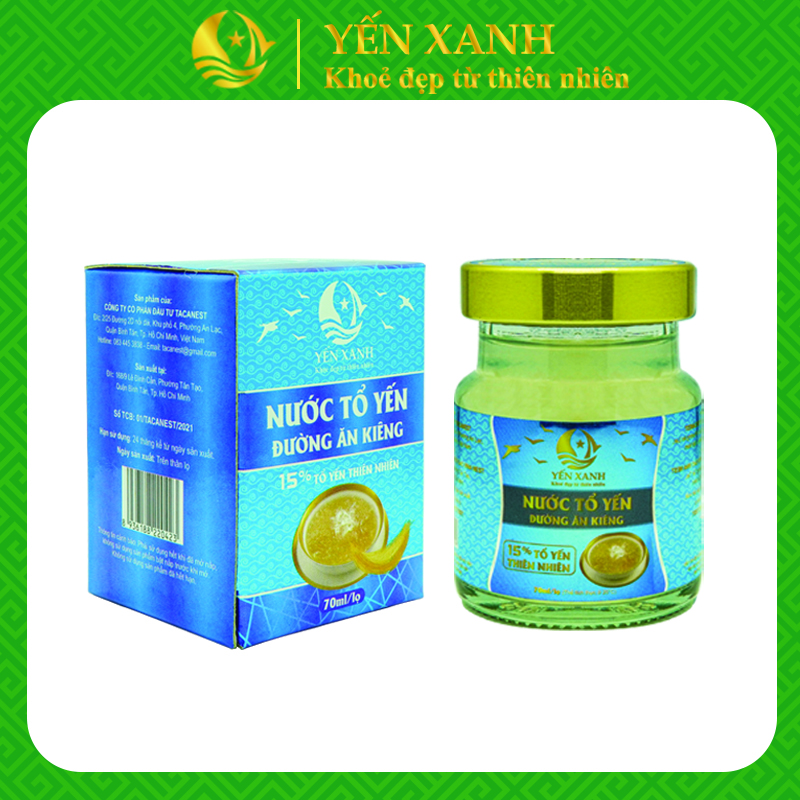 Nước tổ yến đường ăn kiêng 15% yến - Yến Xanh - Hộp 1 lọ x 70ml tốt cho người bị tiểu đường, người cần ăn kiêng