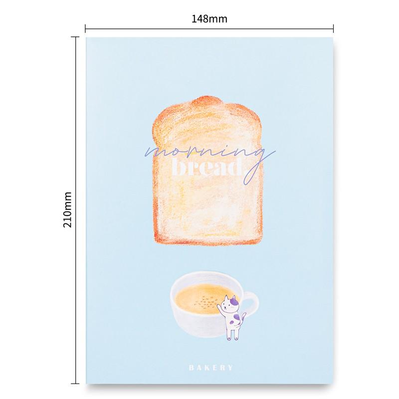 Sổ tay ghi chép khâu gáy A5 hình bánh ngọt Bread Deli 40 trang 70gsm - 1 quyển - Phù hợp làm sổ kế hoach planner, viết nhật kí, sử dụng như tập vở học sinh - Nhiều màu - FA540-N05