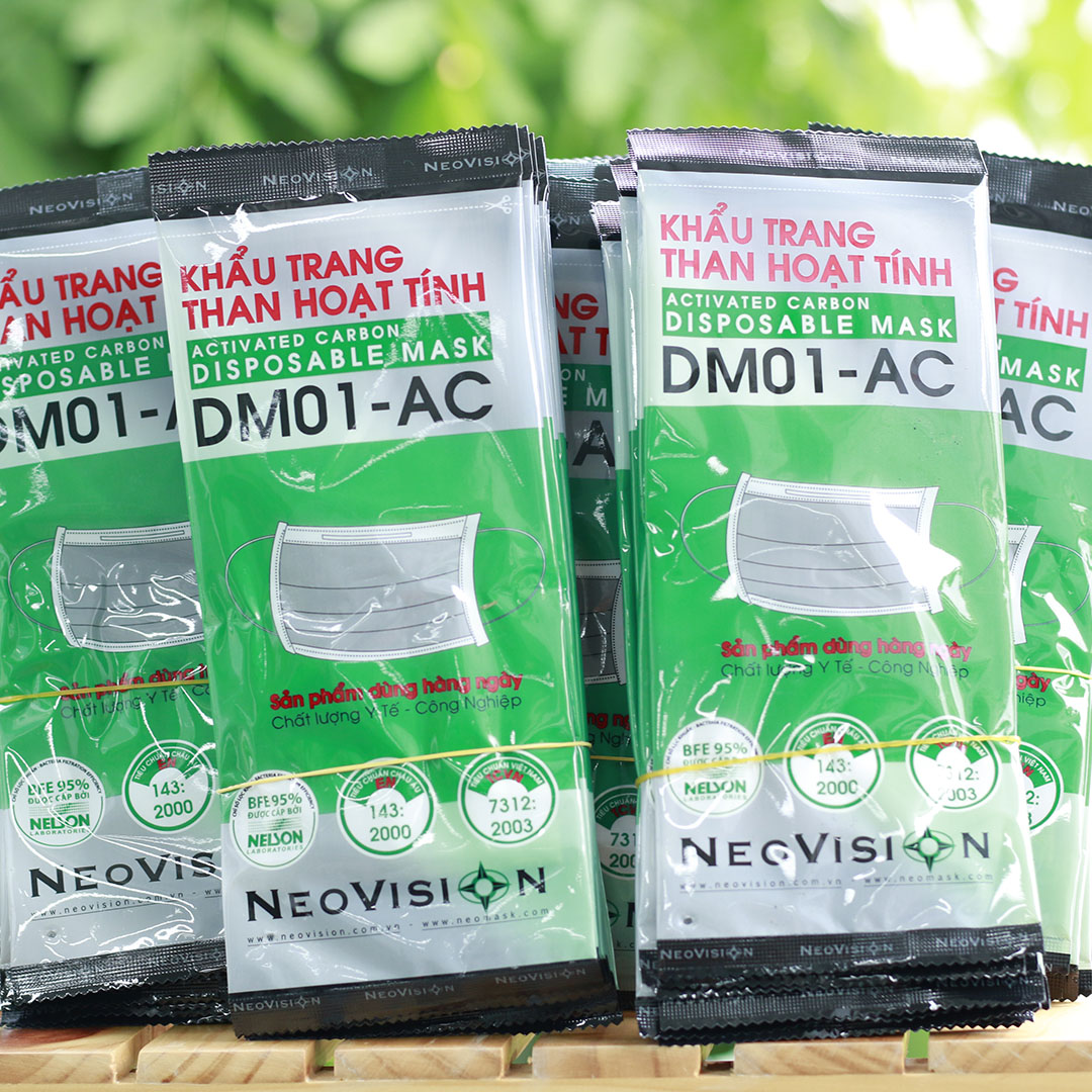 Khẩu Trang Y Tế (Combo 100 cái) 4 lớp - Khẩu Trang Y Tế Than Hoạt Tính NeoVision DM01 Kháng Khuẩn Chống Nước - AC Đạt Chuẩn Lọc Chuẩn Nelson, ngăn ngừa bụi và vi khuẩn bảo vệ cơ thể ( Hoa Kỳ)