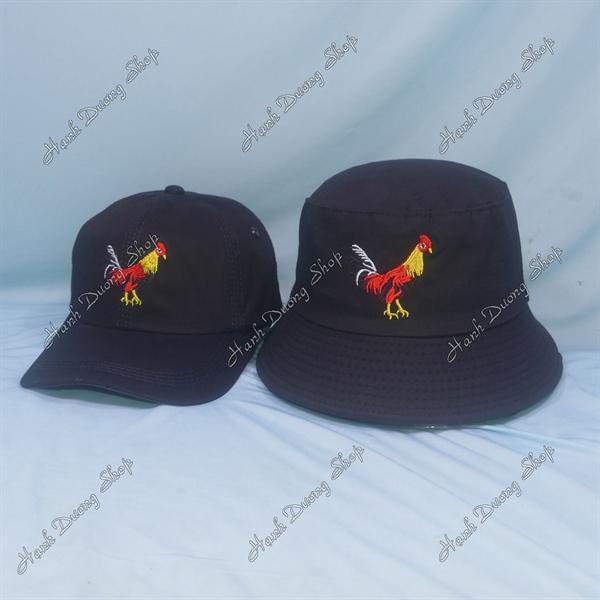 Set Nón Cặp Bucket & Cap Gà Trống (BCG01); (NCGR01) - Đen