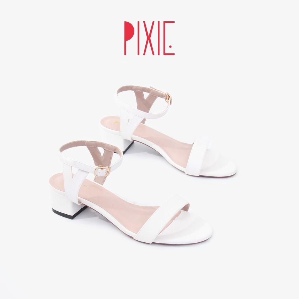 Giày Sandal 3cm Quai Ngang Đế Vuông Pixie X764