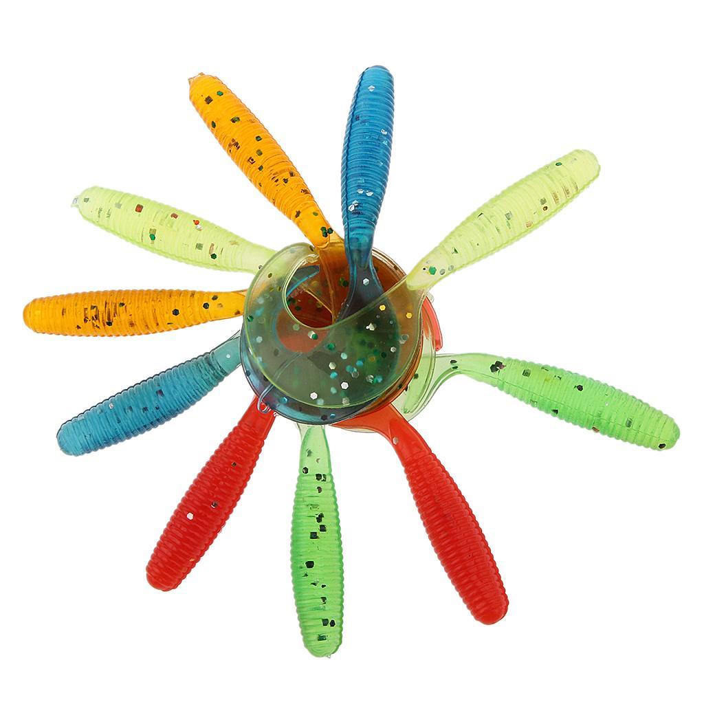 Set of 10m Grub Soft Worm Plastic Fishing Lure Micro Jig Head Tackle Baits