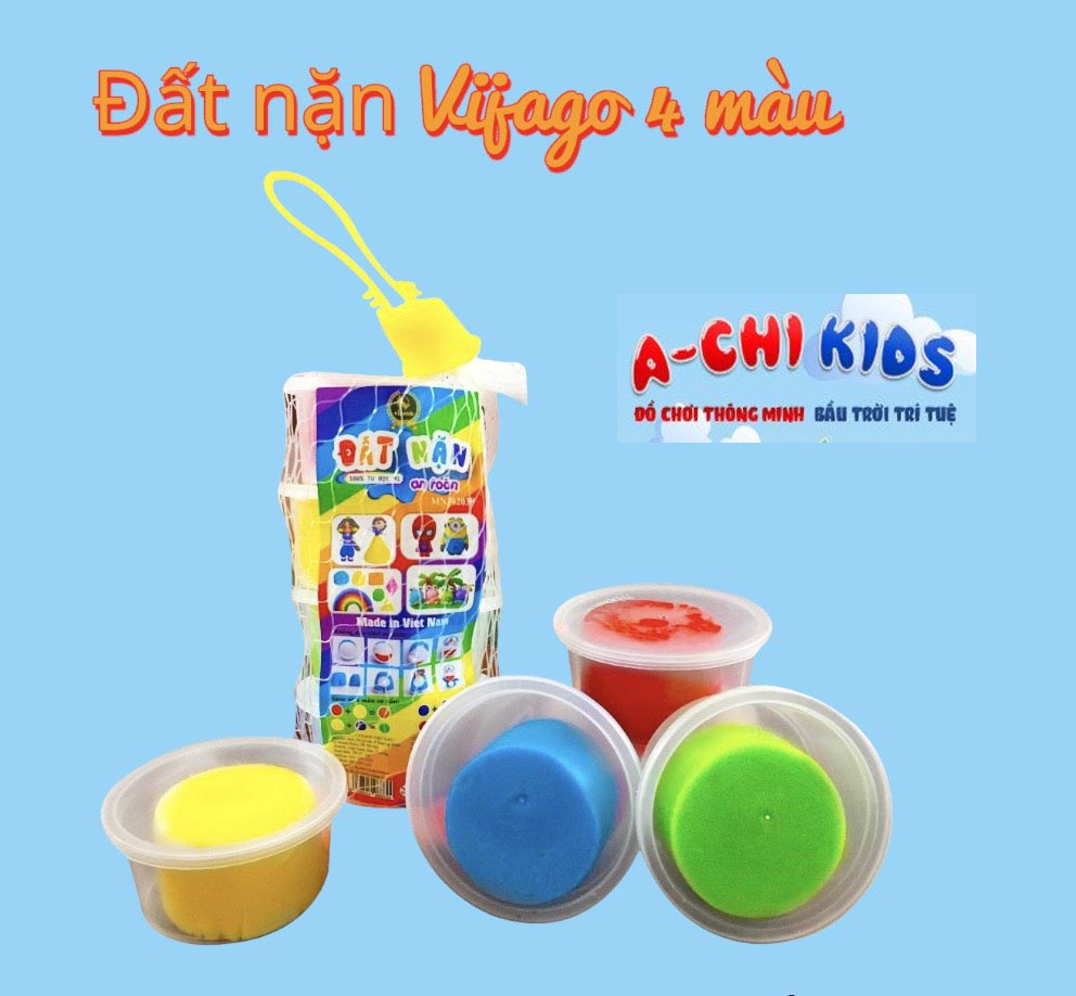 (Tặng Kèm 8 Khuôn Tạo Hình) - Combo 4 Hộp Đất Nặn Bằng Bột Mì An Toàn Cho Bé Có Hộp Đựng Tiện Lợi Cho Bé Vui Chơi Tạo Hình