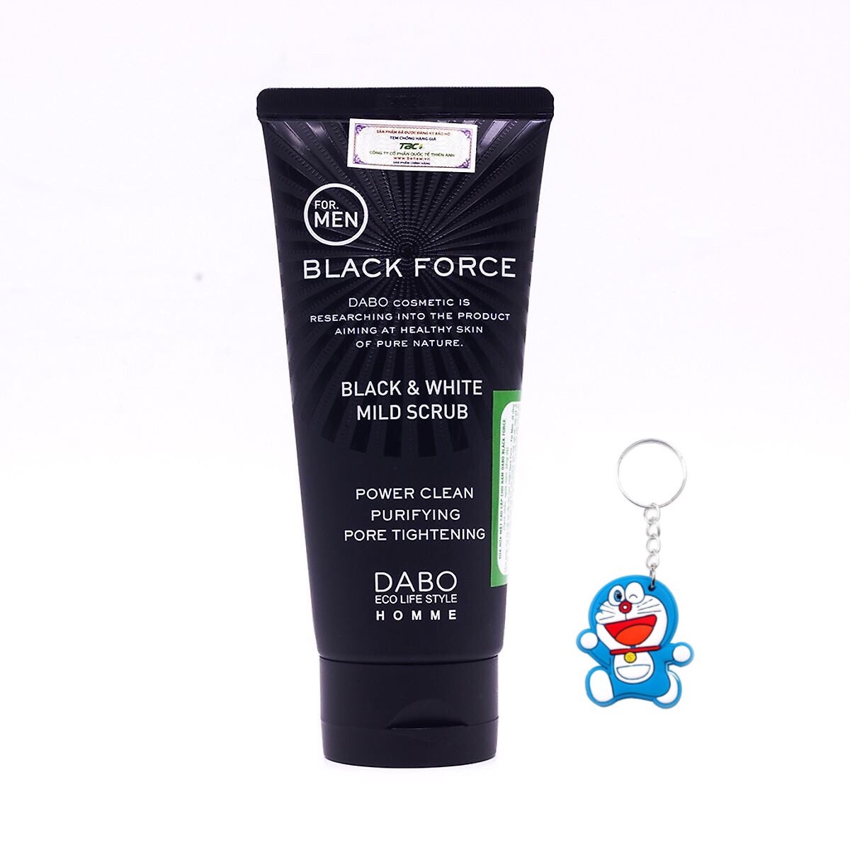 Sữa Rửa Mặt Dành Cho Nam Dabo Black Force Mild Scrub Cleanser Than Hoạt Tính Kháng Khuẩn, Ngừa Mụn, Sạch Nhờn (120ml) [ Tặng móc khóa - mẫu ngẫu nhiên ]