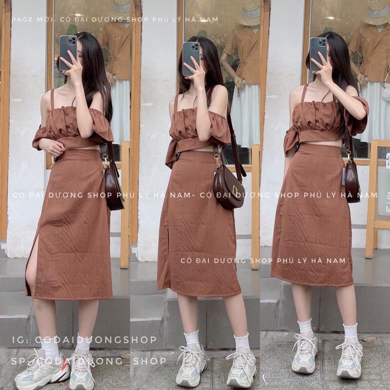 Set áo đũi trễ vai 68117