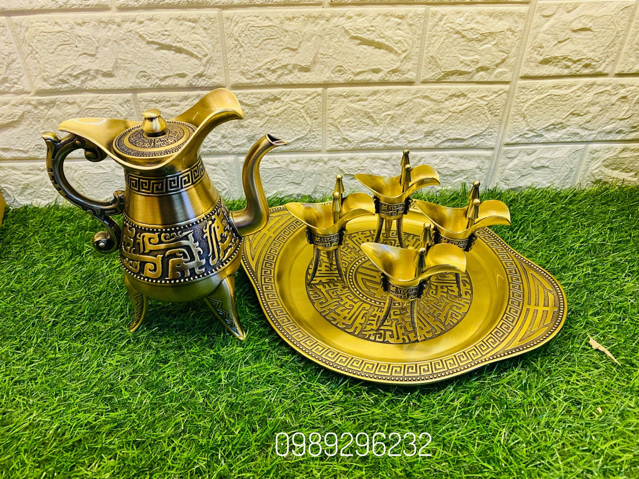 BỘ BÌNH LY ĐỰNG RƯỢU BẰNG ĐỒNG KIỂU NHÀ TẦN