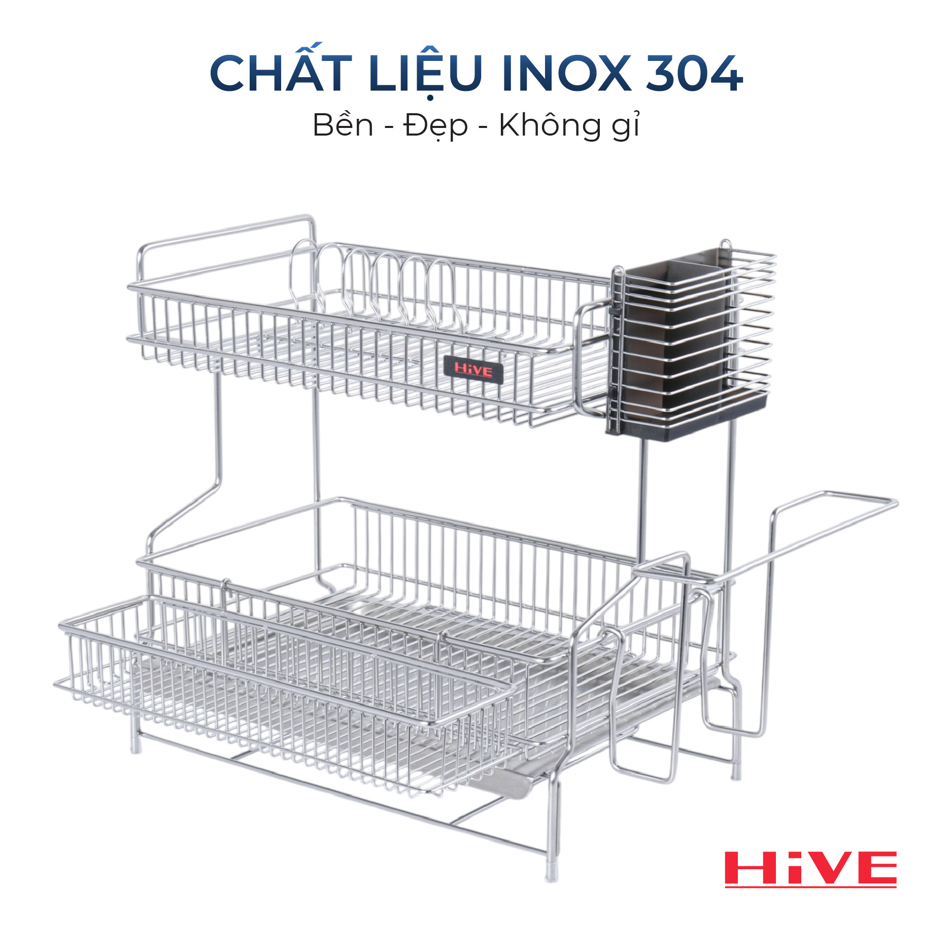 Kệ úp chén bát 2 tầng HiVE SMALL inox 304.