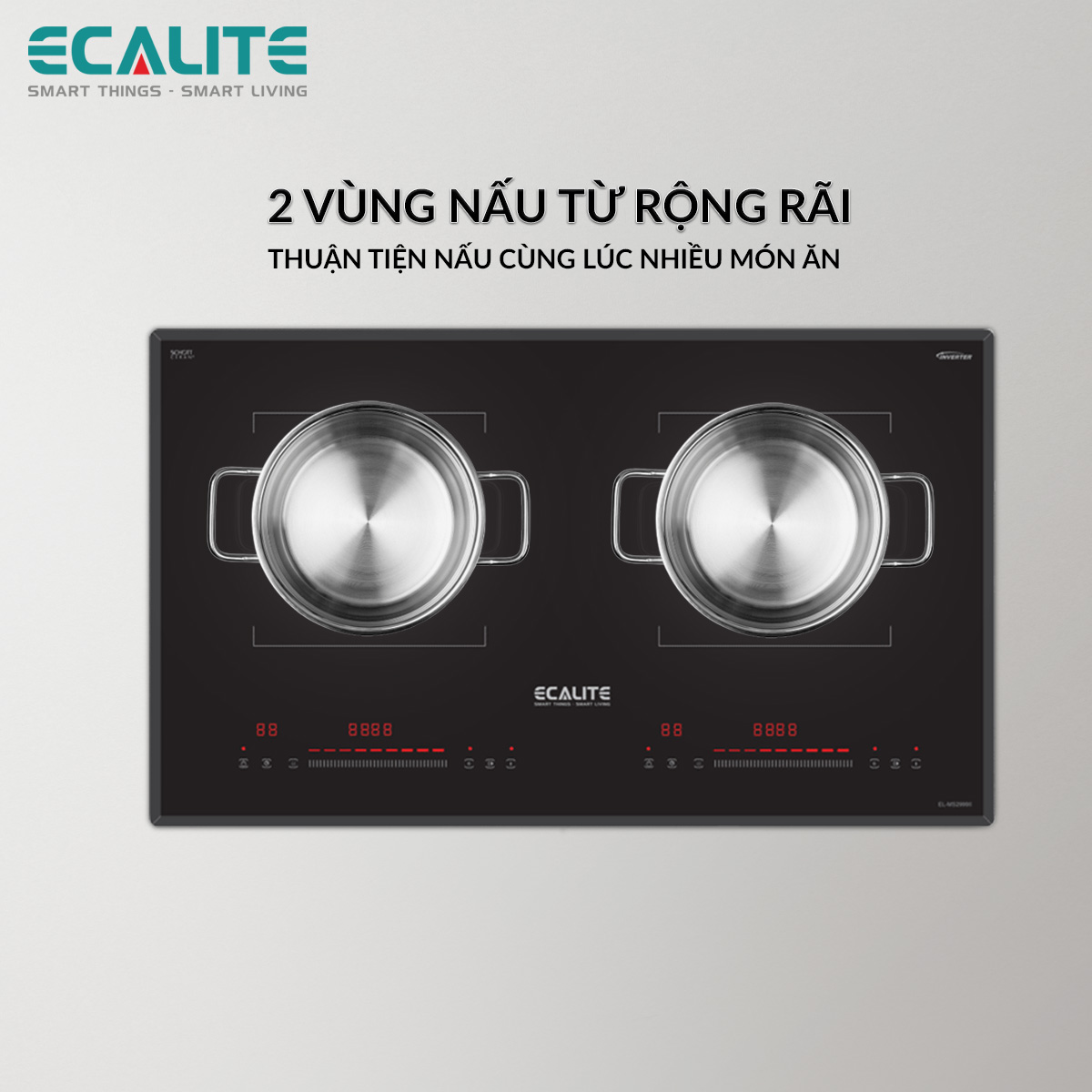 Bếp Từ 2 Vùng Nấu Ecalite EL-MS2999II - Điều Khiển Cảm Ứng - Màn Hình Hiển Thị Led - 9 Mức Công Suất - Chức Năng Hẹn Giờ - Hàng Chính Hãng