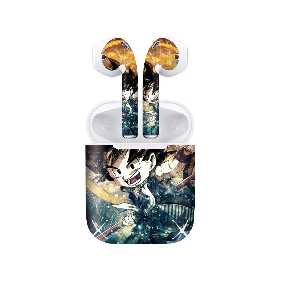 Miếng dán skin chống bẩn cho tai nghe AirPods in hình Songoku Dragon Ball - 7vnr005 (bản không dây 1 và 2)