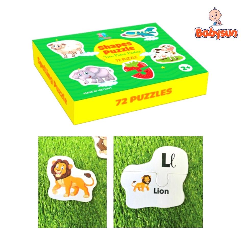 Đồ chơi Puzzle Ghép Hình 72 mảnh học chữ cái, số đếm, giao thông, rau củ quả, con vật sản xuất tại Việt Nam