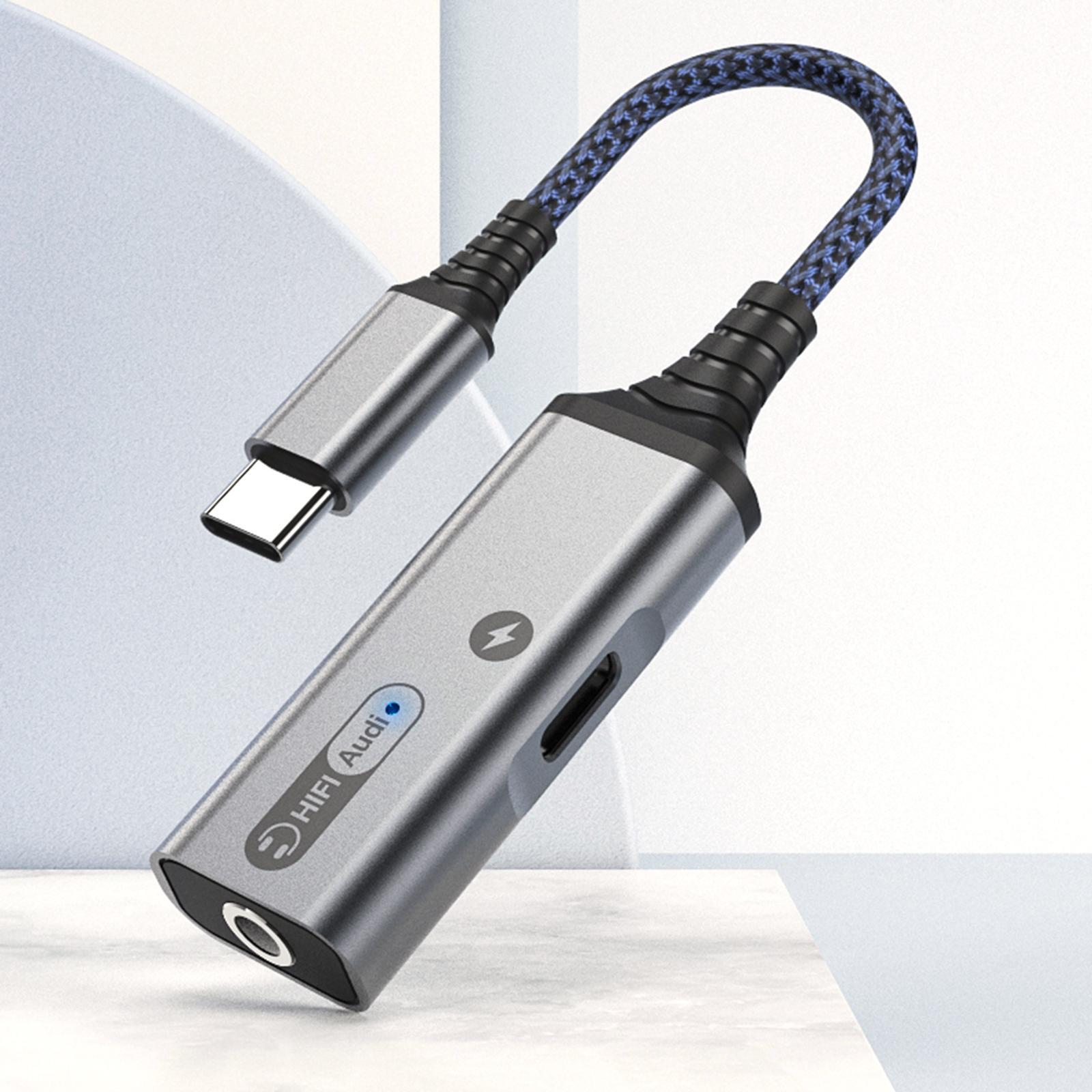 2 in 1 USB Type C to AUX Charger Adapter PD 60W Fast Charging