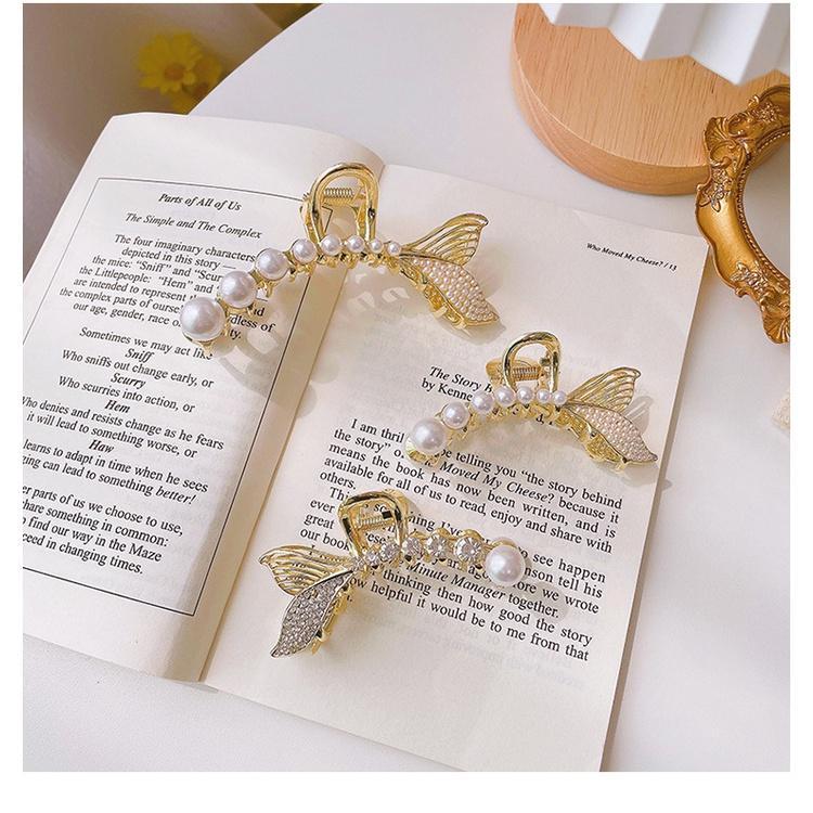 Kẹp tóc Hàn Quốc kẹp càng cua cỡ lớn nhiều mẫu HOT tiktok màu vàng gold sang chảnh