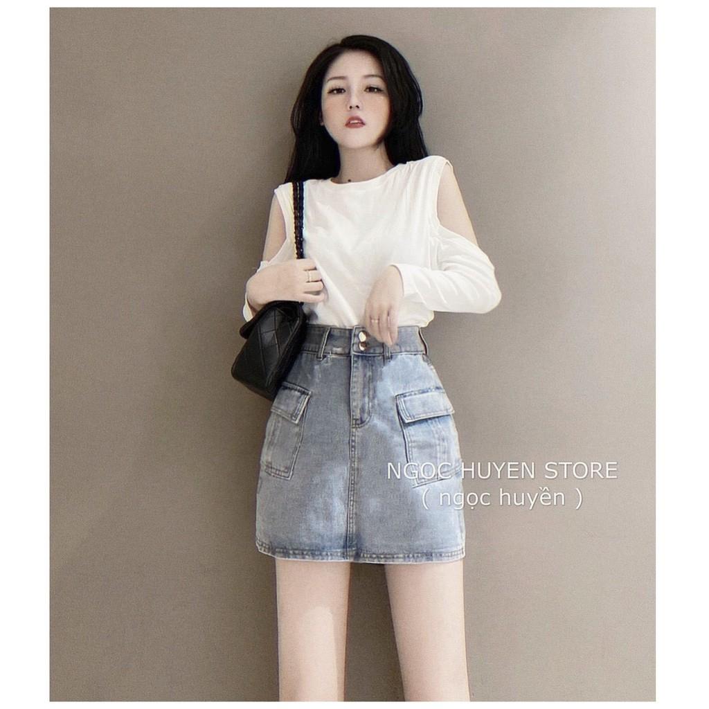 Chân váy jean nữ co dãn mẫu mới