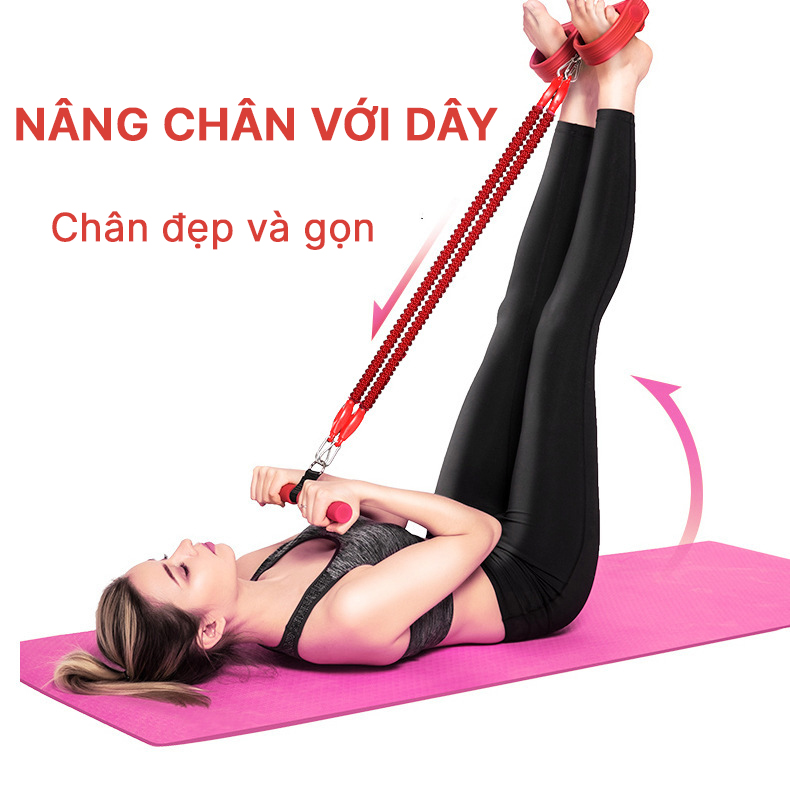 Bộ dây đàn hồi kháng lực 10 món tập bụng , tập ngực tại nhà đa năng Boro Sport