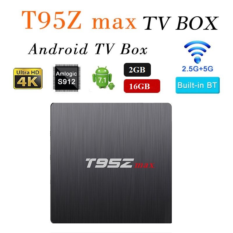 Android Box T95Z MAX, Chip S912 Cao cấp, Ram 2GB, Rom 16GB, Wifi 2.4/5Ghz, Blutooth 4.1, Cấu Hình Cao Cấp Mạnh Mẽ - Hàng Nhập Khẩu