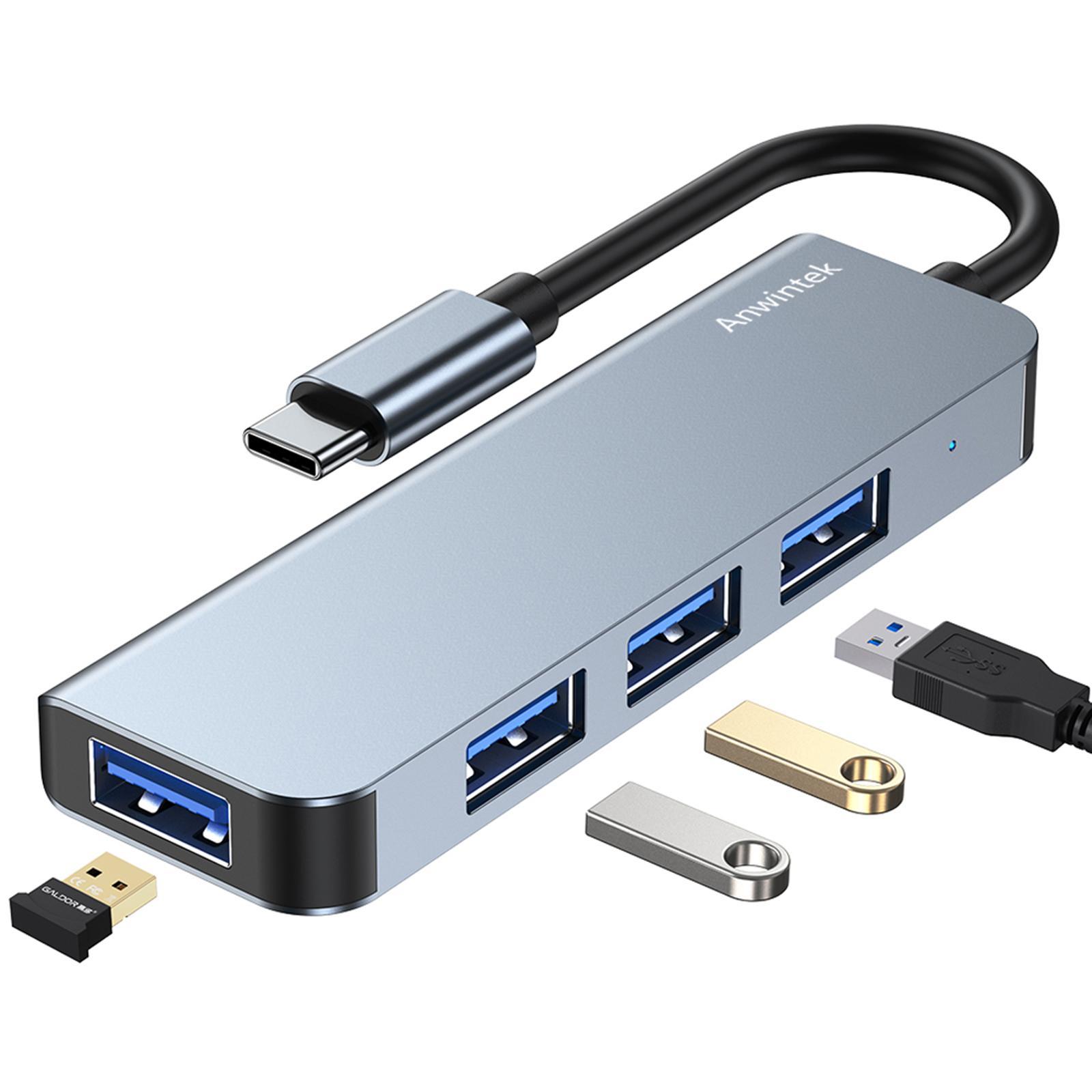 Aluminum Slim to USB 3.0 USB 2.0 4 Port Hub Adapter