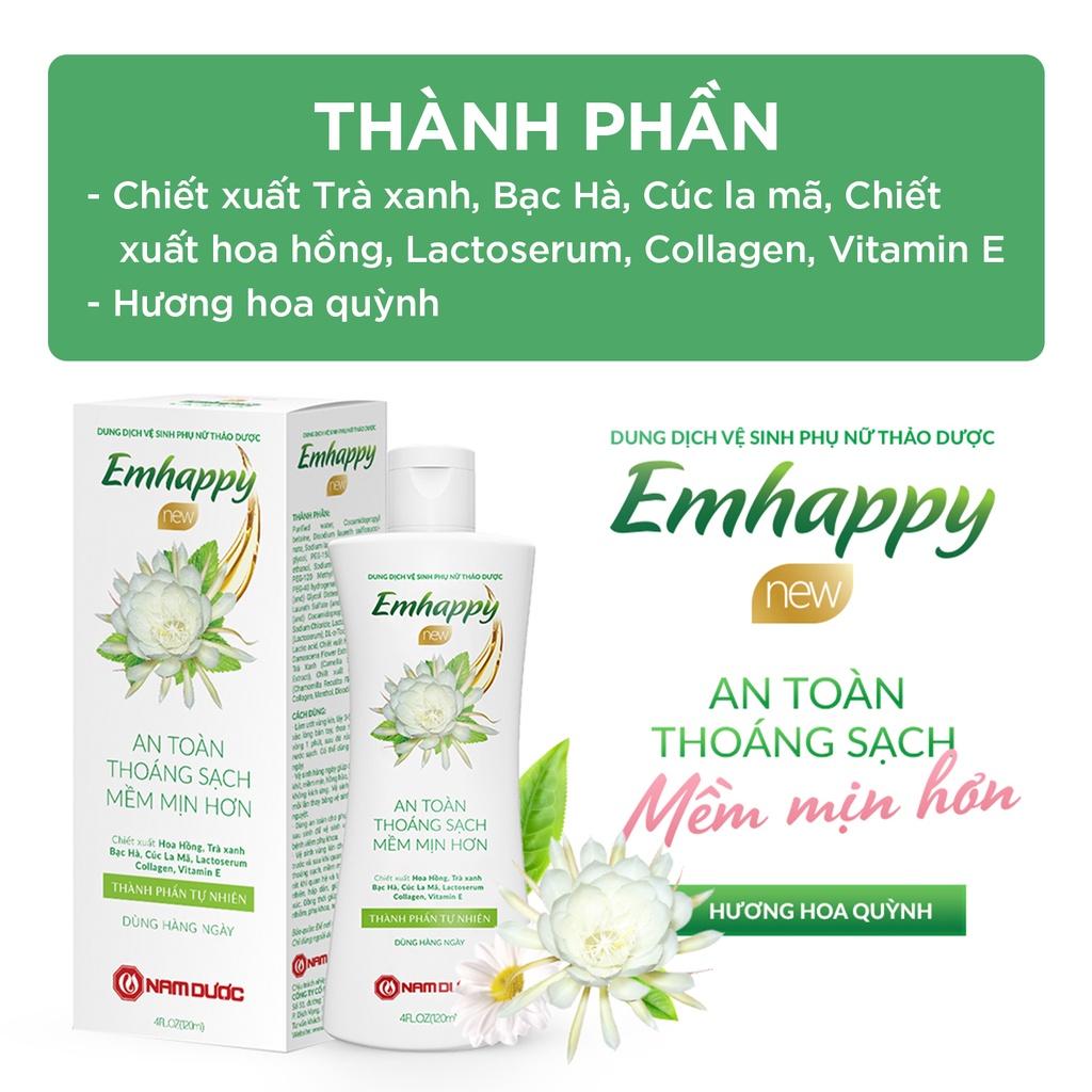 Dung dịch vệ sinh phụ nữ Emhappy new Nam Dược hương hoa quỳnh chai 120ml làm sạch nhẹ nhàng