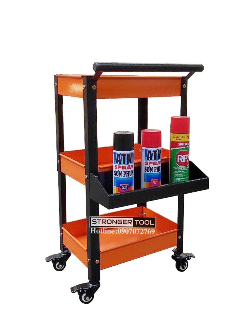 XE ĐẨY DỤNG CỤ 3 TẦNG ĐA NĂNG CÓ KÈM KHAY PHỤ ĐỰNG ĐỒ