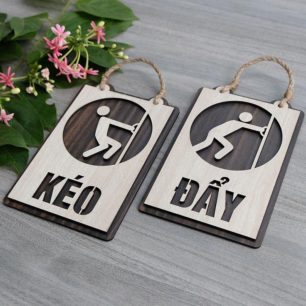 Tranh treo tường_ Bảng gỗ trang trí PULL PUSH