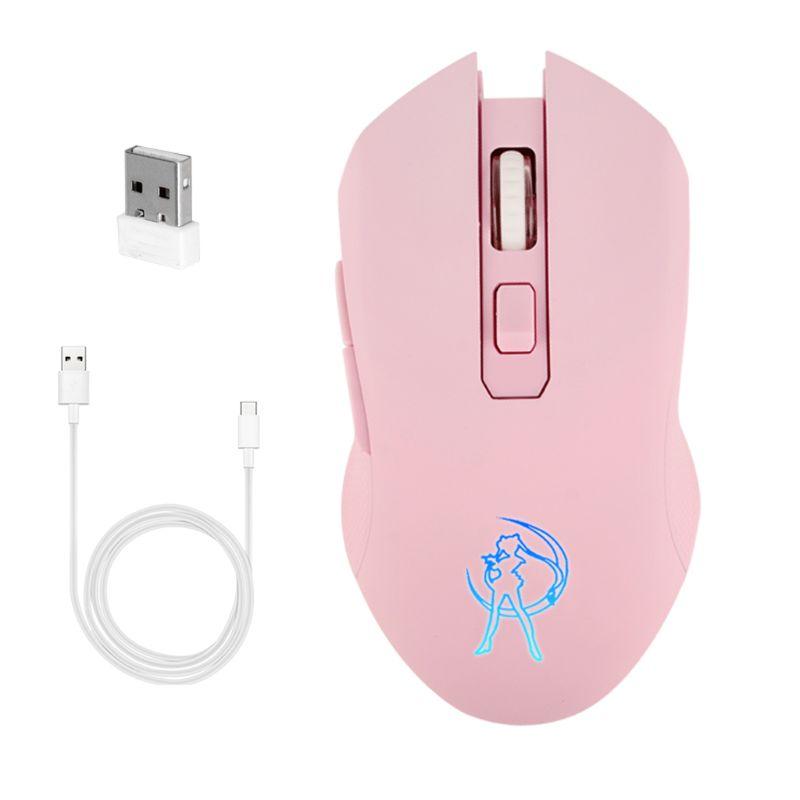 Hồng Im Lặng Quang Game Chuột 1600DPI 2.4G Chuột USB Không Dây Cho Máy Tính Laptop 667C