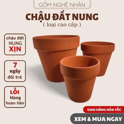 Chậu đất nung trồng sen đá xương rồng, chậu trồng sen đá trang trí nhà và bàn làm việc, văn phòng, combo 3 chiếc