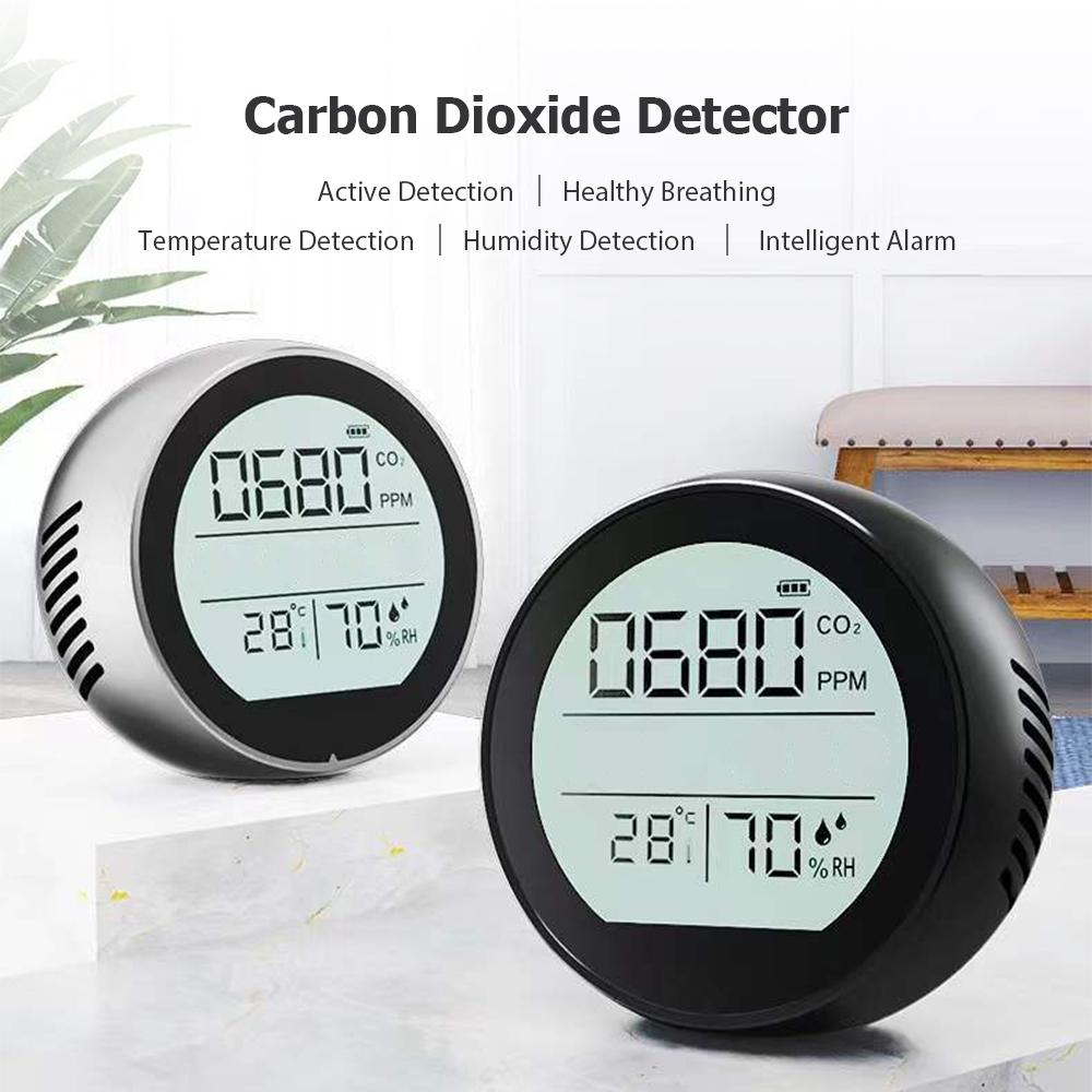 Air Quality Detector LED Digital USB Rechargeable Infrared CO2 Digital Meter 400-5000 PPM Range NDIR Sensor CO2 Temperature and Humidity 3 in 1 Tester for Room Office Greenhouse Warehouse