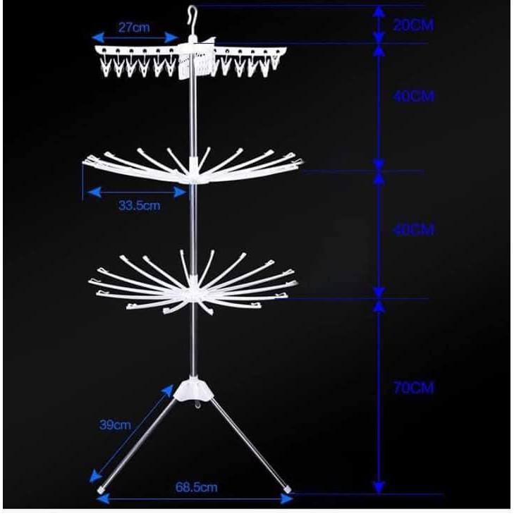 Cây phơi quần áo đa năng cho bé 3 tầng cao cấp,giá phơi đồ 3 tầng,giàn phơi quần áo sơ sinh gấp gọn tiện ích