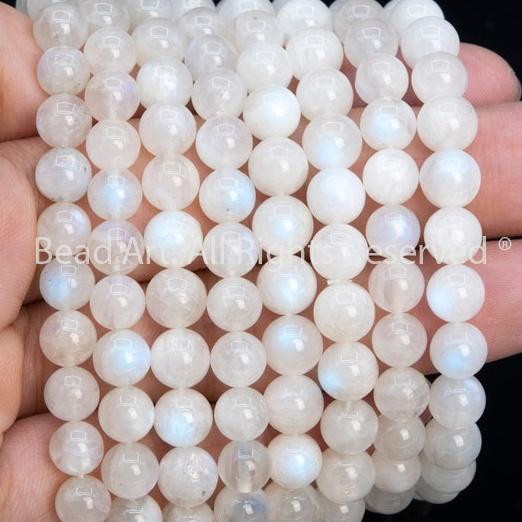 9MM Đá Mặt Trăng (Moonstone) Ánh Cầu Vồng Loại A, Kim, Thuỷ, Đá Phong Thuỷ, Chuỗi Hạt S50 - Bead Art