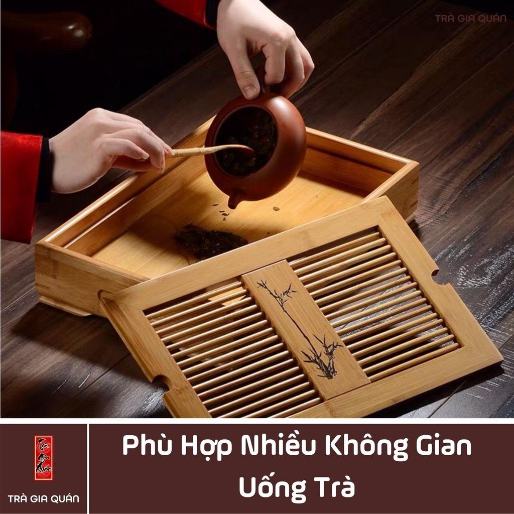 Khay Trà Tre Cao Cấp Hình Chữ Nhật Khắc Trúc KT 96