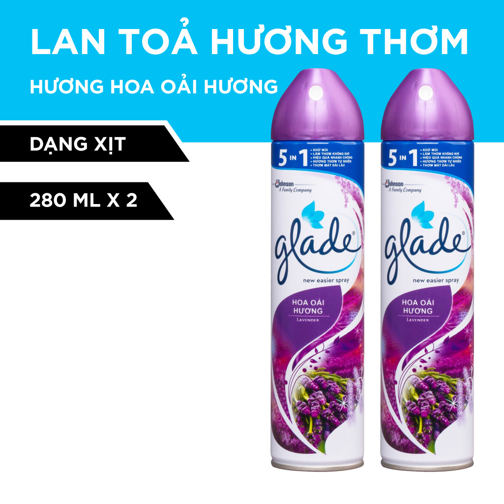 Bộ Đôi GLADE Xịt thơm phòng Hương Lavender 280mlx2