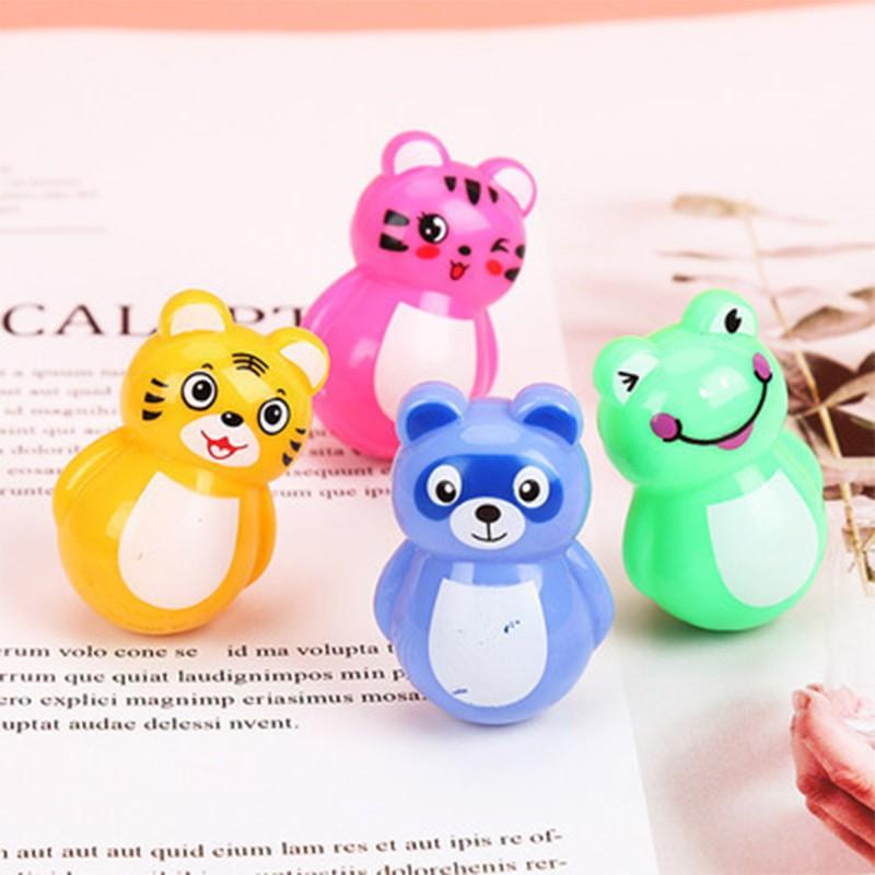 Bộ 24 con Lật Đật mini bằng nhựa cao 4cm hình mèo,gấu, hổ, ếch làm đồ chơi cho bé phát triển trí não toàn diện