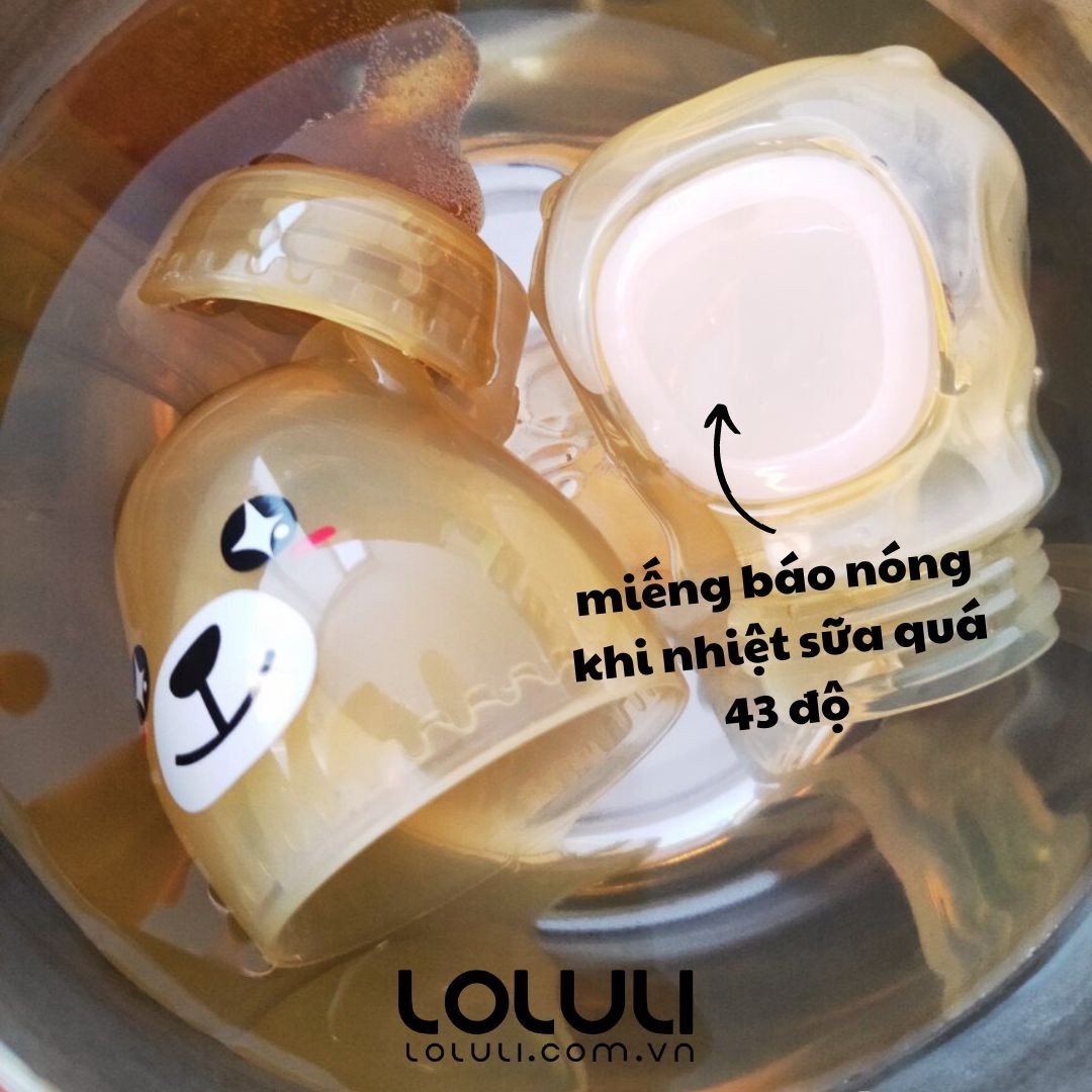 Bình sữa gấu Loluli cảm ứng nhiệt nhựa PPSM kháng khuẩn 120ml