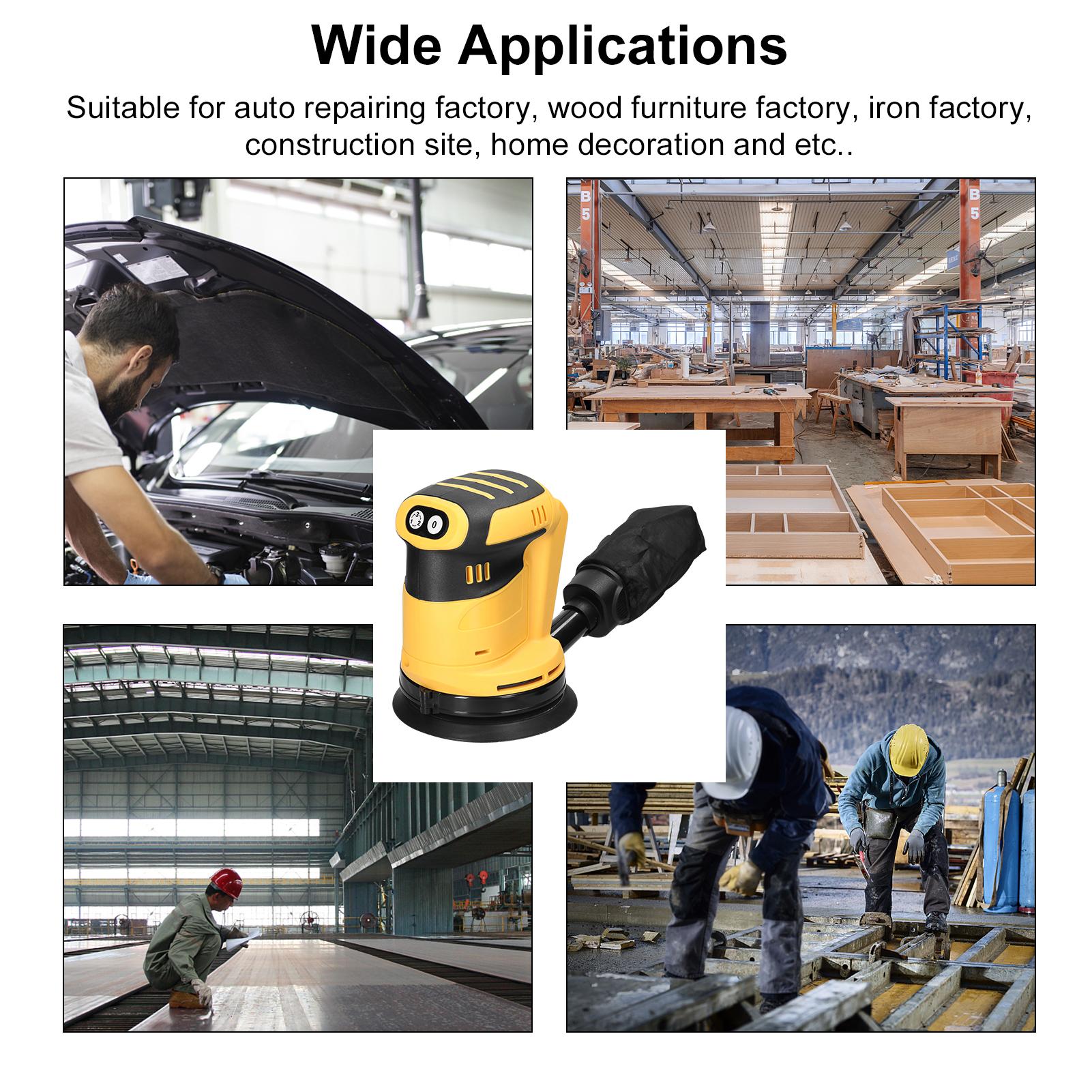 125mm Brush Motor Cordless Orbital Sander Wood Grinder Electric Car Polisher Multifunctional Wood Metal Polishing Grinding Sanding Machine 3 Speed Adjustable Orbital Sander For 20V Battery