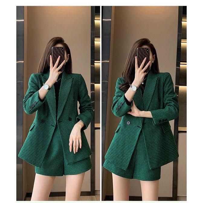 FREE SHIP Set bộ đồ nữ vest dài tay lịch sự, sang chảnh với 2 tone màu sáng da KIM GIA DS