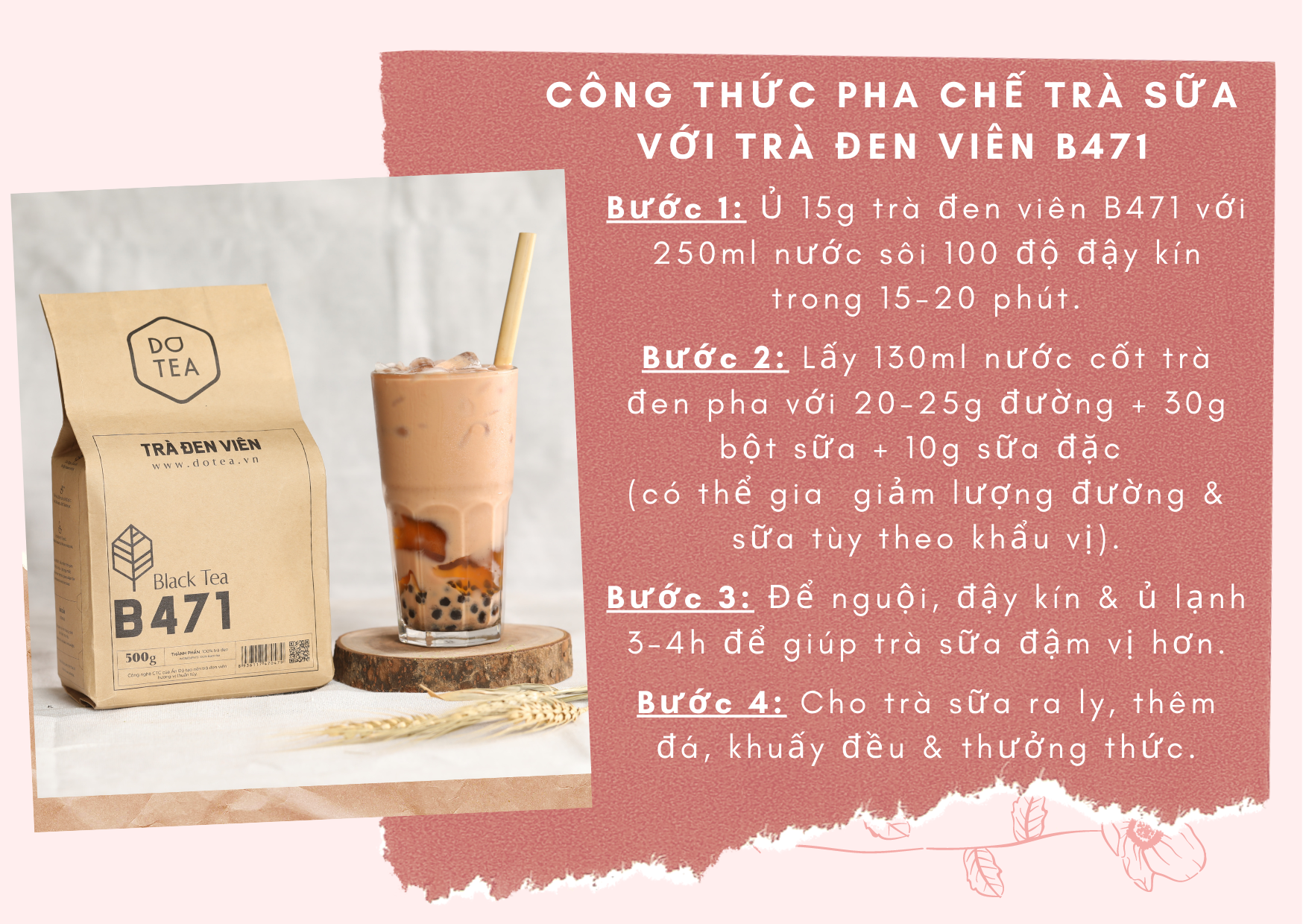 Trà Đen Viên B471 Dotea 20g - Chát Đặc Ngọt Hậu Hương Thơm Nồng Đượm - Trà đen pha trà sữa