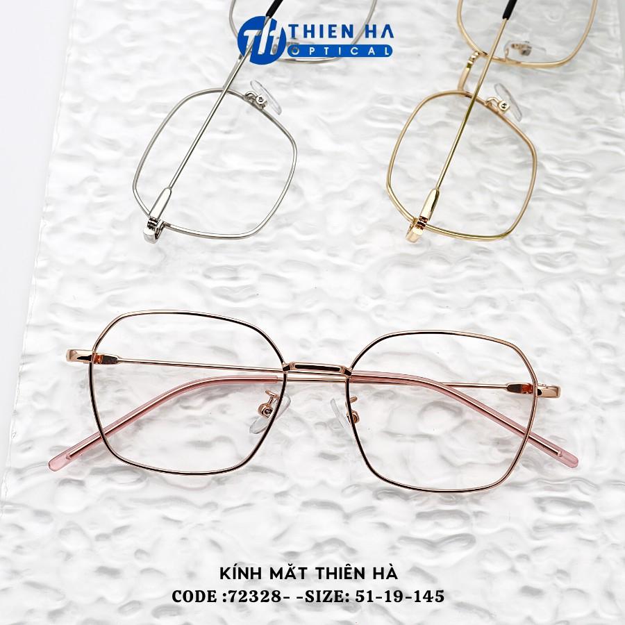 Gọng kính cận nữ kim loại dáng vuông THIÊN HÀ Optical chất liệu kim loại nhẹ càng mảnh nhiều màu dễ đeo TH72328