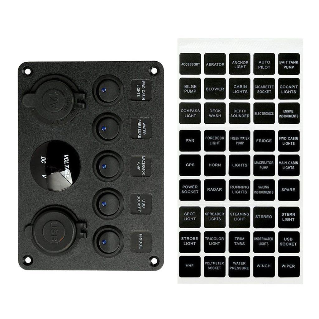 5 GANG  TOGGLE SWITCH PANEL   12V/24V FOR  MARINE TRUCK CAMPER